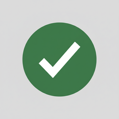 white tick in a green circle